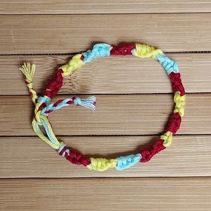 Girls Handmade Embroidery Floss Charm Bracelet, 6" (made by 11 year-old artist).